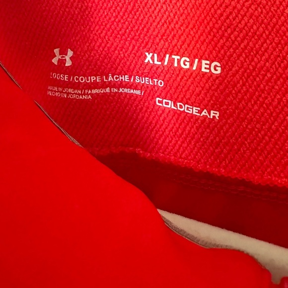 Under Armour Men’s Cold Gear Red Loose Quarter Zip Shirt Top Sweater X-Large - Picture 4 of 7